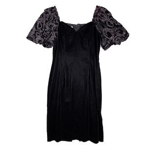 Nah Nah Collection Dress Women 8 Black Velvet Glitter Paisley Whimsygoth Vintage